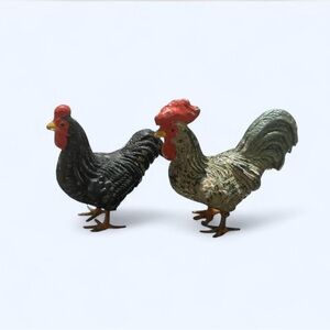 Vintage German Putz Miniature Collectible Hen & Rooster